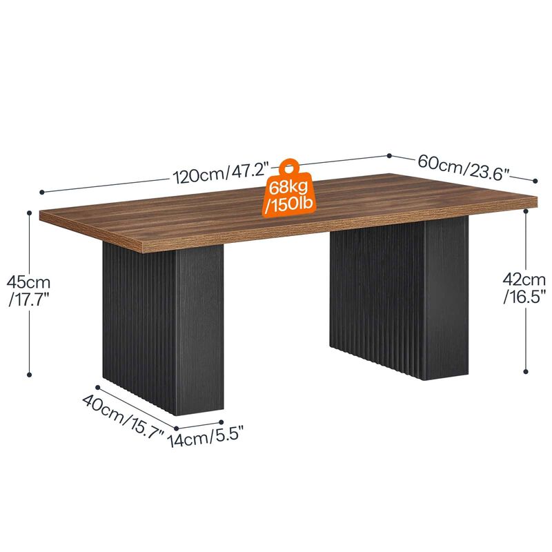 Living Room Coffee Table with Fluted Legs and Minimal Design Style-Brown image number 2