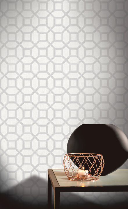 Marjorie Silver Trellis Wallpaper