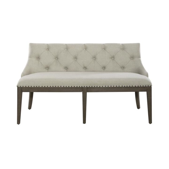 Liberty Furniture Americana Farmhouse Upholstered Shelter Dining Bench in Dusty Taupe