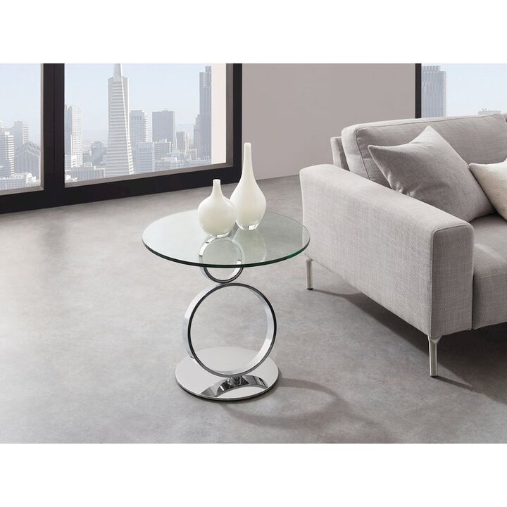 Casabianca Home Satellite Round End Table In Clear Glass