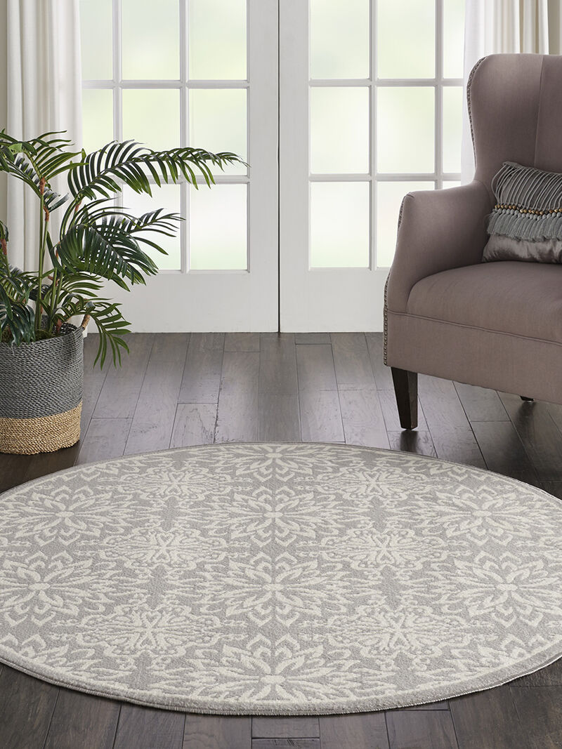 Jubilant JUB06 Ivory/Gray 5'3" x Round Rug