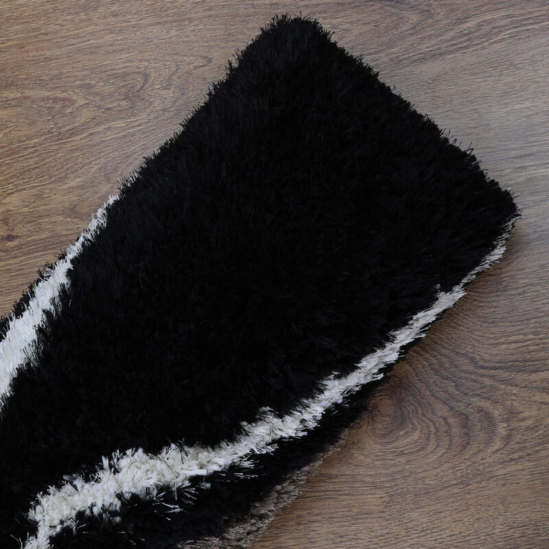 RUGSOTIC CARPETS HAND TUFTED SHAG POLYESTER ECO-FRIENDLY AREA RUGS  - 4'x6', Rectangle, White Gray, Contemporary Modern Design, High Pile Thick Handmade Anti Skid Rugs for Living Room K00062