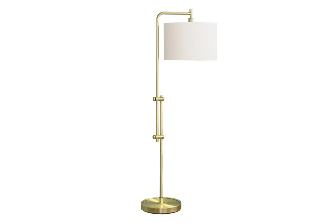 Monarch Specialties 9761 Cream, Contemporary Lighting 63" H Floor Lamp Brass Metal Ivory Shade, 20" L x 14" W x 63.5" H, Gold