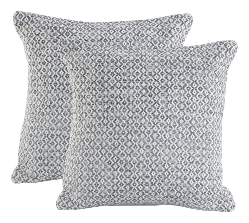 HomeRoots Set of Two Gray Chevron Cotton Throw Pillow