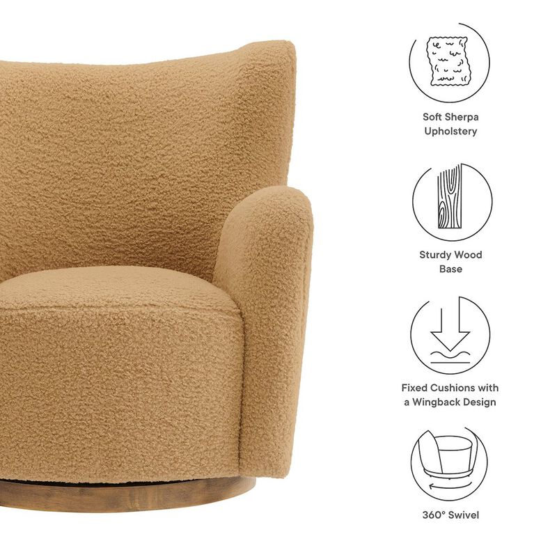 Montrose Wingback Sherpa Swivel Accent Chair image number 2