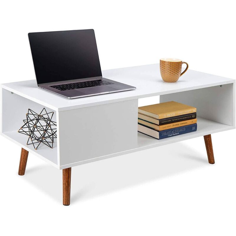 Hivvago Modern Mid-Century Coffee Table Living Room Storage Shelf