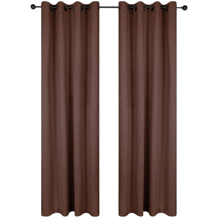 Set of 2 Blackout Curtains Rod Pocket Solid Room Darkening