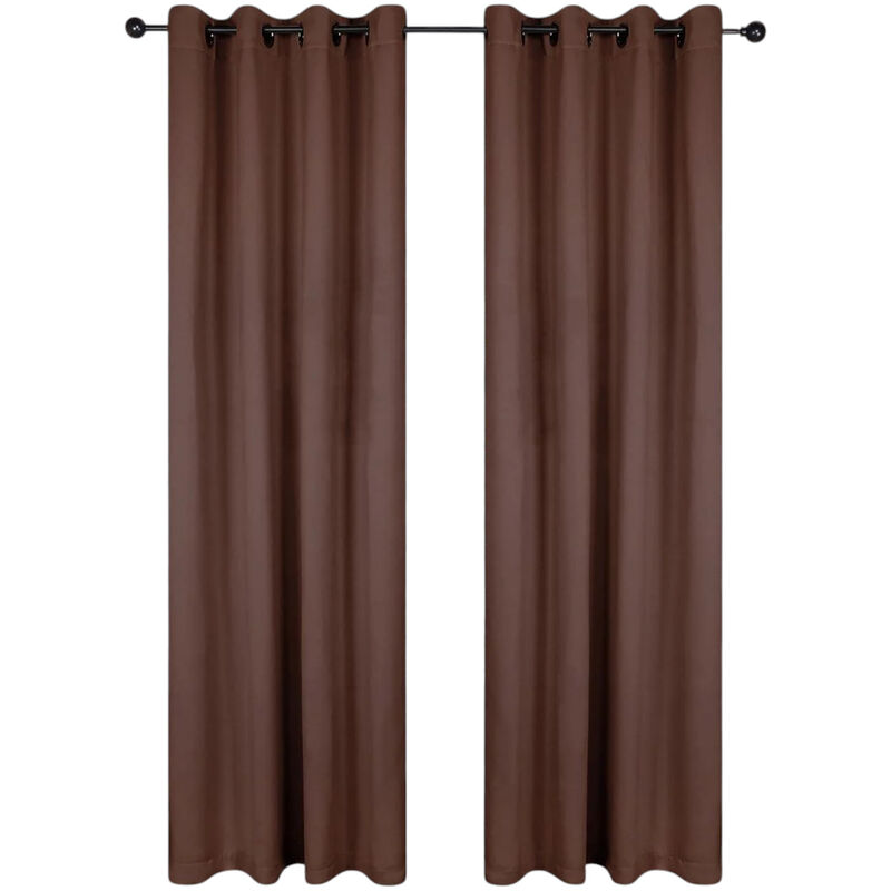 Set of 2 Blackout Curtains Rod Pocket Solid Room Darkening image number 0