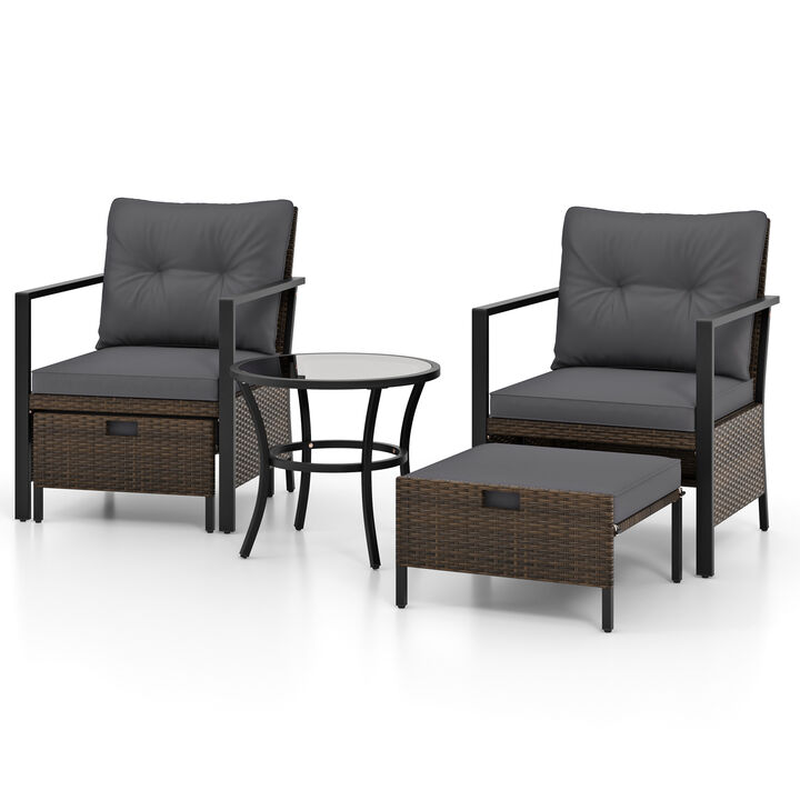 4 Piece Outdoor Furniture Set with Glass Topped Coffee Table