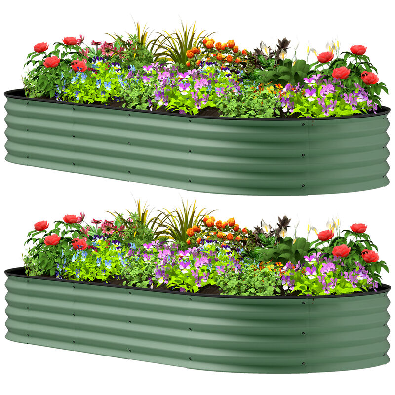 Hivvago 2-Piece Raised Garden Bed Set with Metal Stakes image number 0