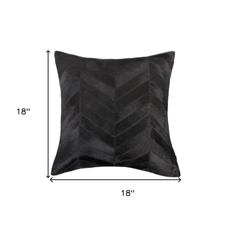 HomeRoots Set of Two 18" Black Chevron Cowhide Throw Pillows image number 5