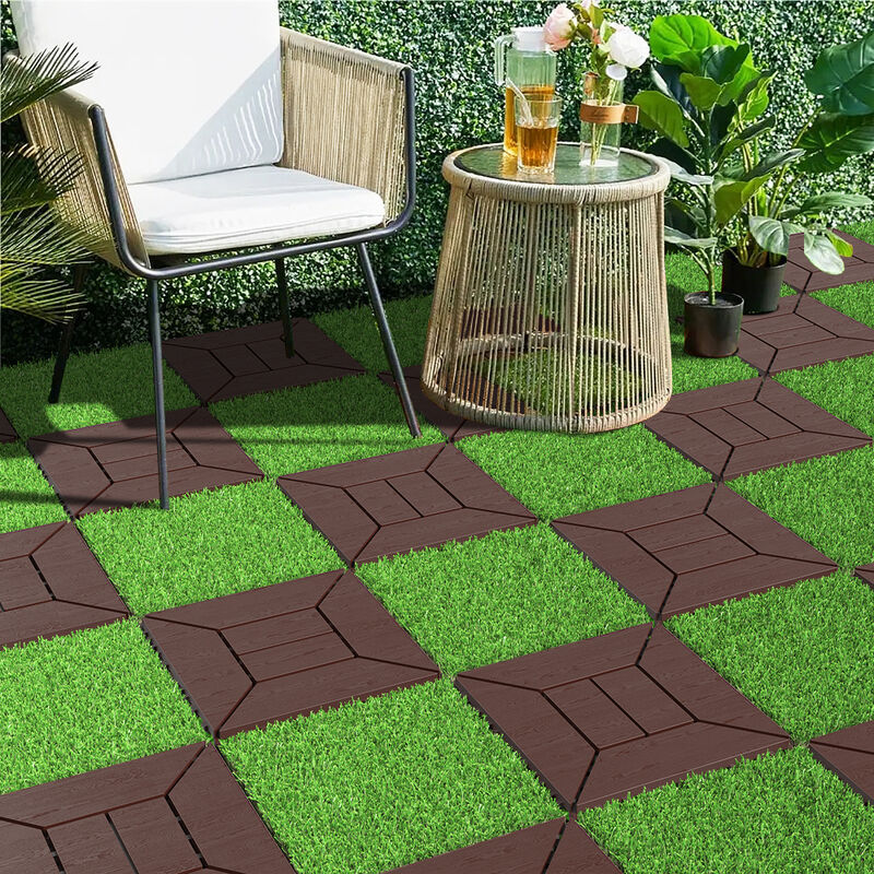 44 Pcs Plastic Interlocking Patio Deck Tiles, Anti-Slip Waterproof Outdoor Flooring Decor, Floor Decking for Balcony, Backyard, Garden image number 6