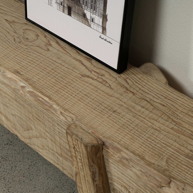 Vintage Reclaimed Wood Bench in Weathered Natural image number 8