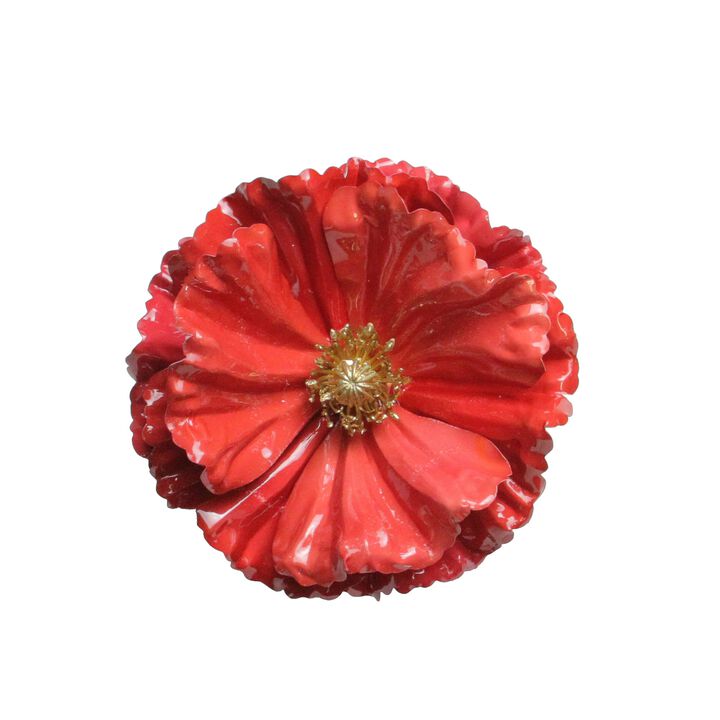 4.75" Shiny Coral Pink Poppy Clip Christmas Ornament