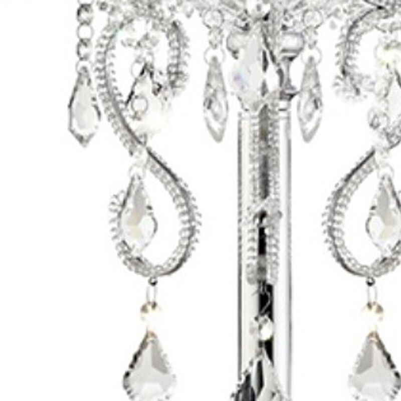 Hivvago Glam Silver Faux Crystal Accent Table Lamp with See Thru Shade