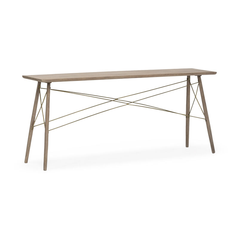 HomeRoots 66" Brown Solid Wood Console Table image number 3