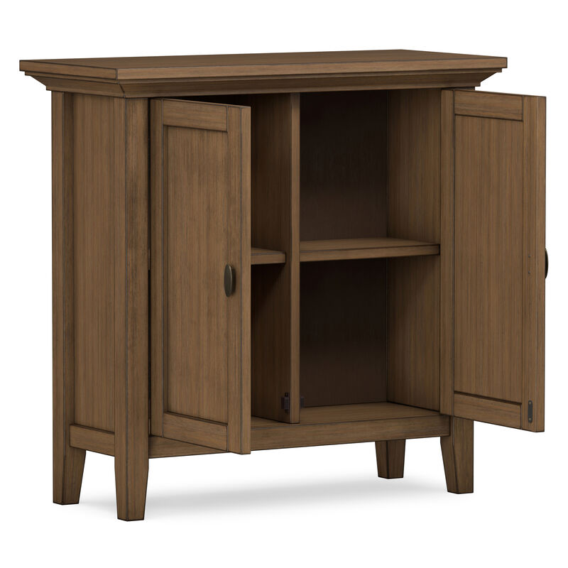 Redmond SOLID WOOD 32 inch Wide Transitional Low Storage Cabinet in Rustic Natural Aged Brown image number 4