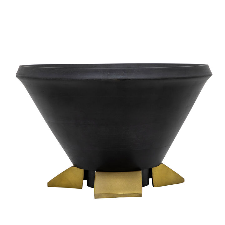 12" Wooden Bowl W/ Metal Legs