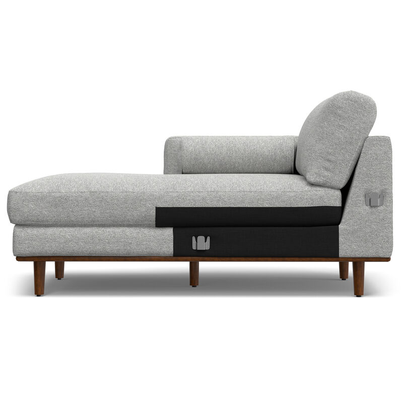 Morrison Mid Century Left Sectional 102 inch Wide Sofa Sectional in Mist Grey Tightly Woven Performance Fabric