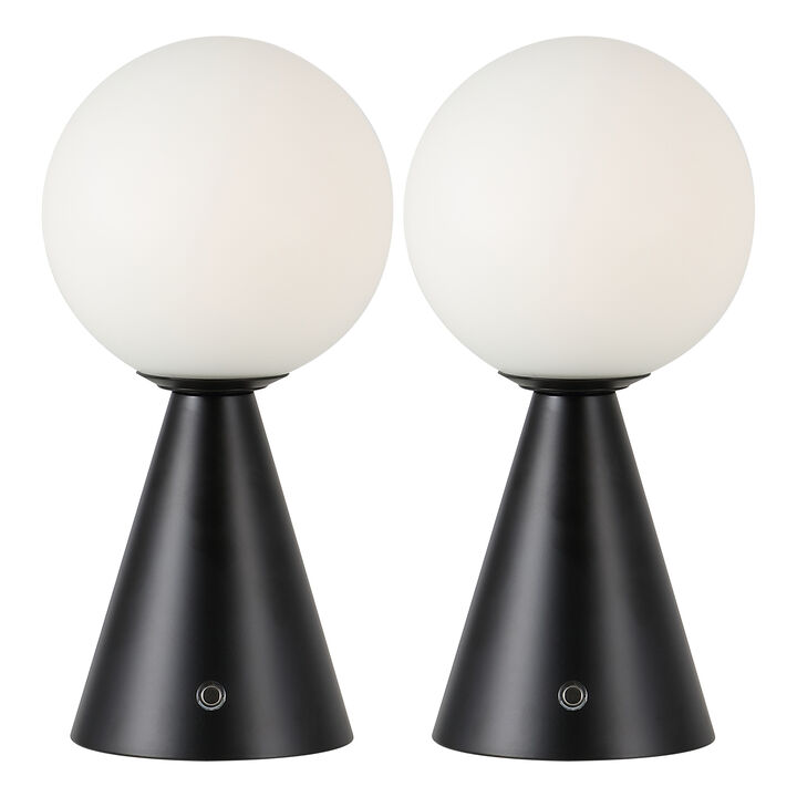 Macie 11.75" Modern Minimalist Globe Rechargeable/Cordless Dimmable Integrated LED Table Lamp with Touch Sensor