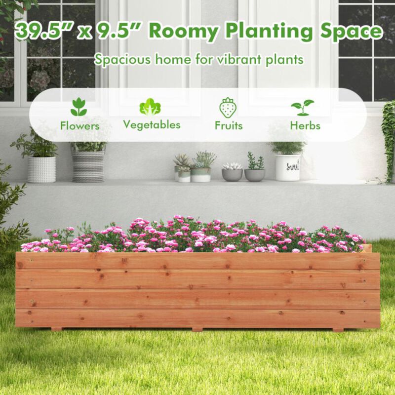 Hivvago Fir Wood Planter Box with 2 Drainage Holes and 3 Added Bottom Crossbars