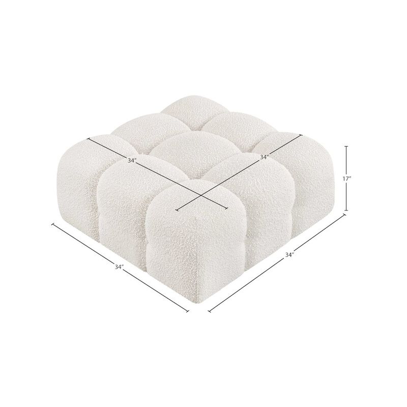 Meridian Furniture Ames Cream Boucle Fabric Ottoman