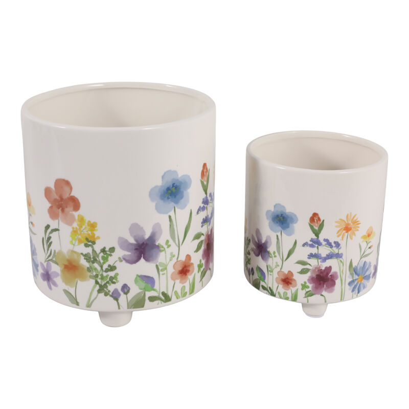 S/2 Wildflowers Footed Planter image number 0