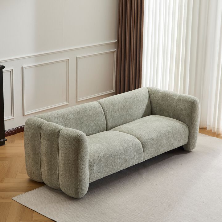 3-Seater Curved Upholstered Loveseat