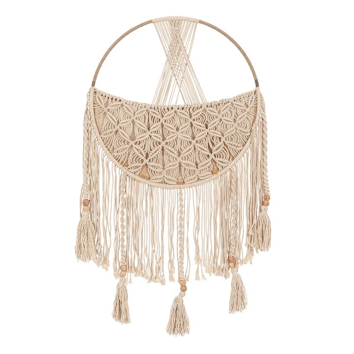 Charlie Farmhouse Macrame Boho Toy Storage Basket with Tassels