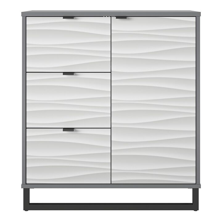 Ameriwood Home Monterey 1 Door / 3 Drawer Accent Cabinet, Faux Wave Pattern with Graphite