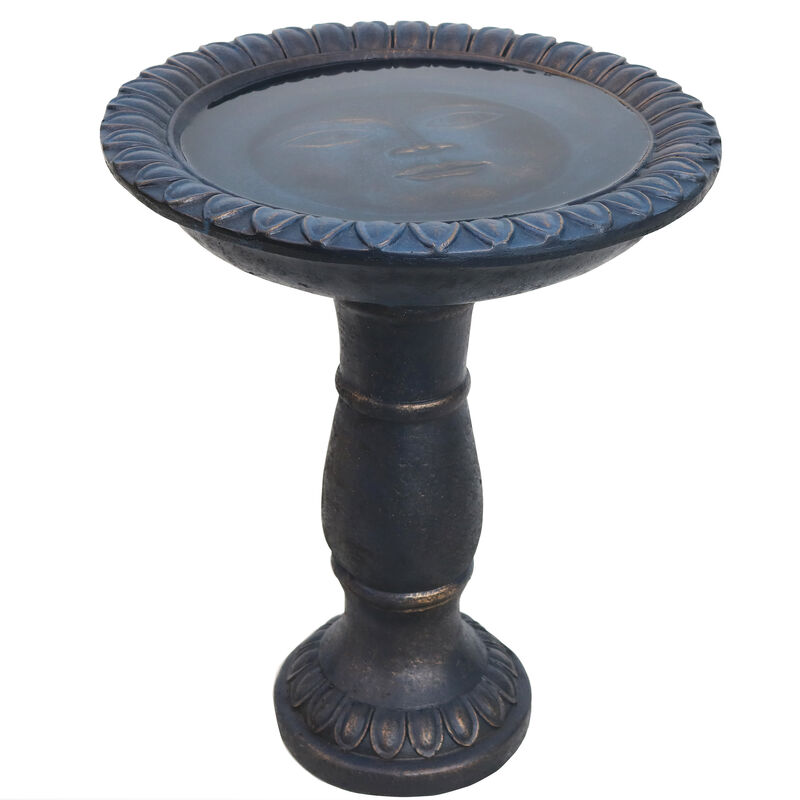 Sunnydaze Facade du Soleil Reinforced Concrete Bird Bath - 26 in - Blue