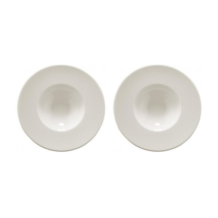 Banquet dia.11" h:2.5" 14 oz. Round Warm White Porcelain Bowl (Set of 2)