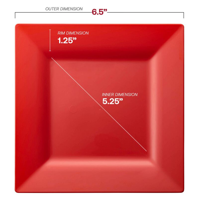 6.5" Red Square Plastic Salad Plates (120 Plates) image number 2