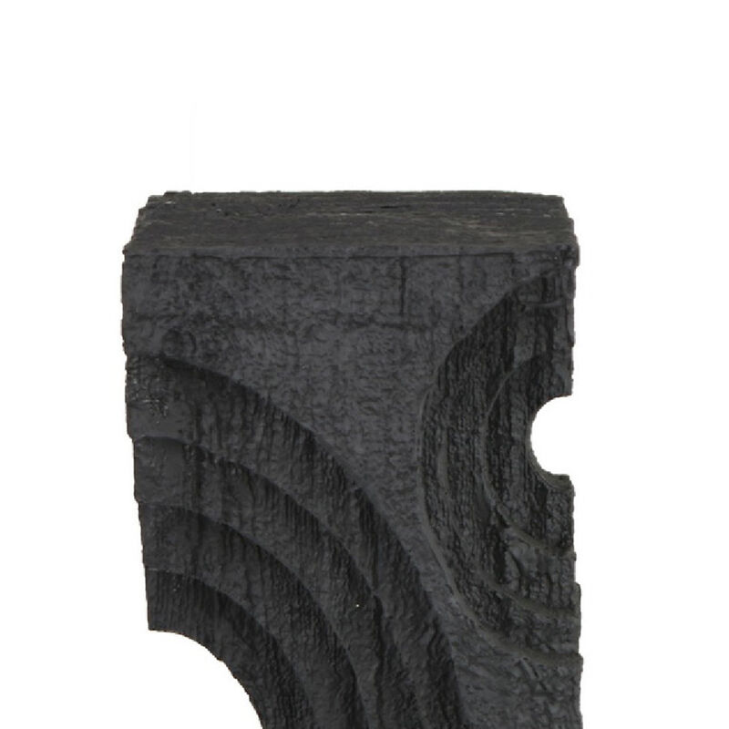 Tabletop Decor, Pillar Candle Stand, Geometric Cutouts, Black Resin 21 Inch image number 5