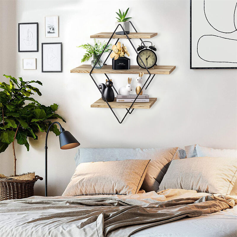 3 Tier Wall Floating Ledge Shelves Wall Decor Storage Shelf Booke Display Rack image number 7