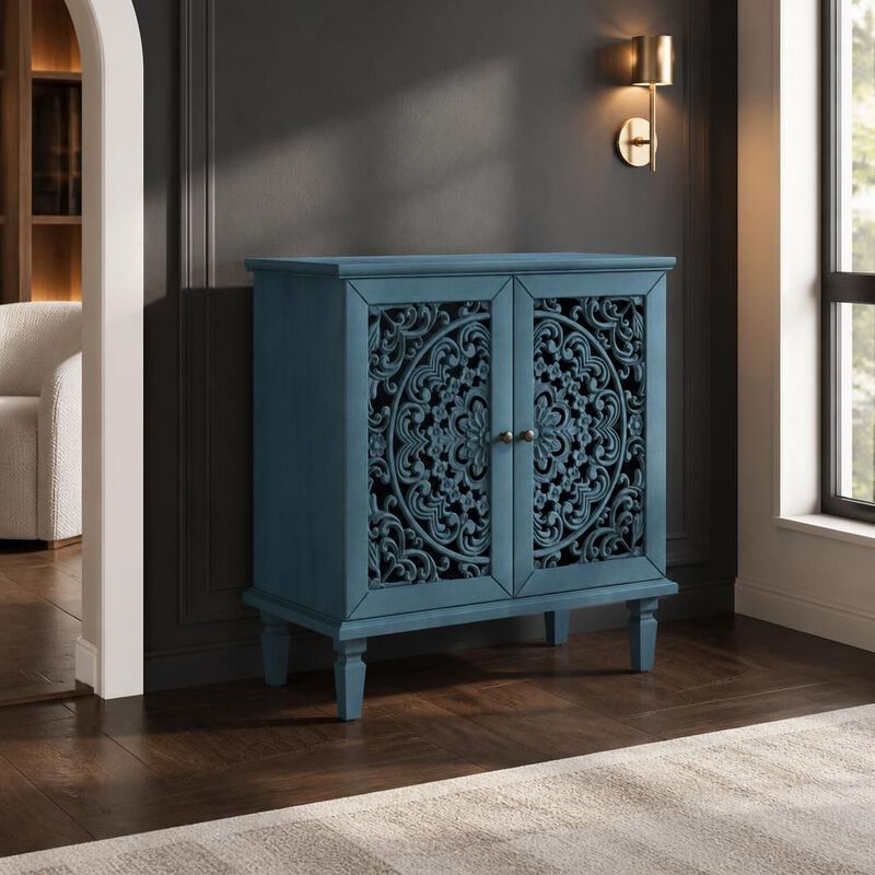 Hollow-Carved 2-Door Accent Cabinet image number 3
