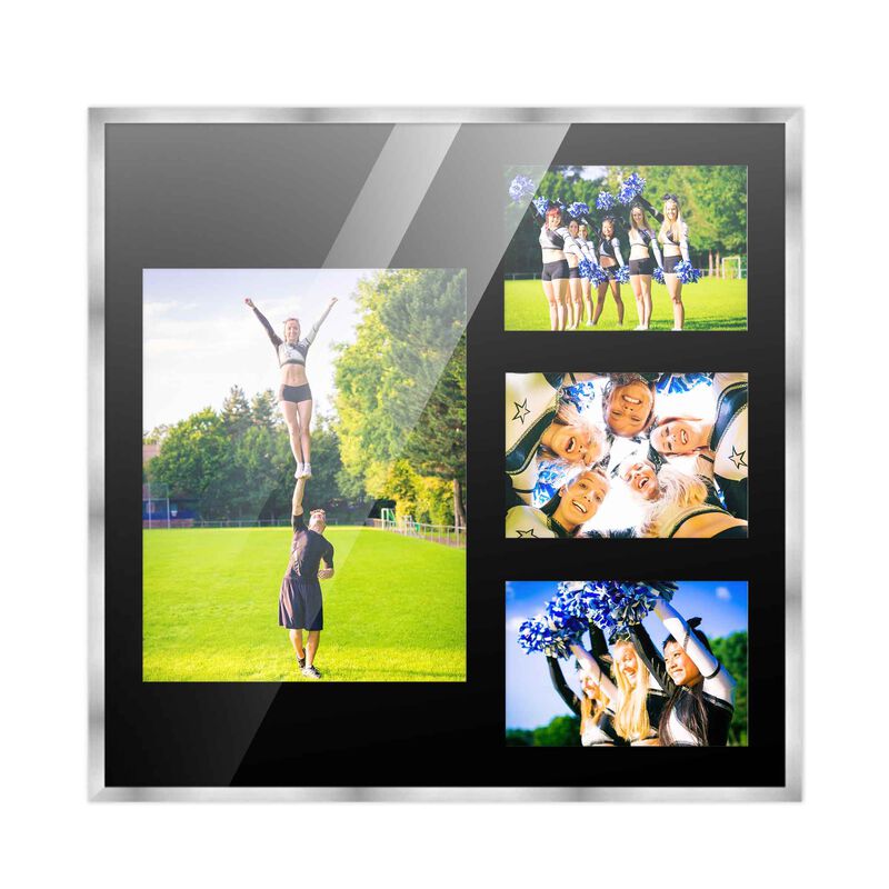 14.5x16 Wood Collage Frame with a Black Mat for 8x10 & 4x6 Pictures