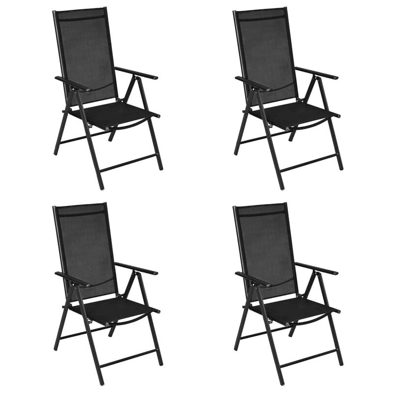 Outdoor Chair Set of 4 Black Powder-coated aluminum Foldable