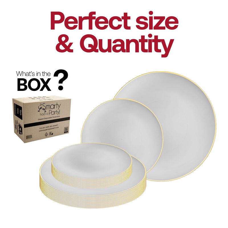 Gray with Gold Organic Round Plastic Dinnerware Value Set (40 Sets) image number 4