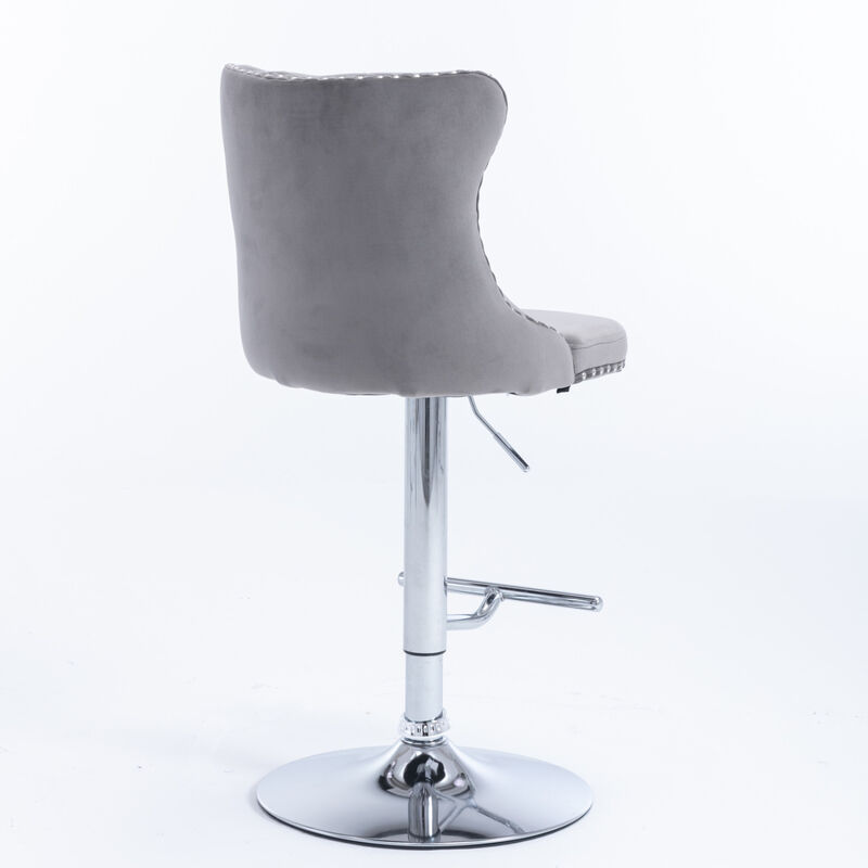 Streamdale Gray Swivel Velvet Bar Stools (Set of 2) image number 5