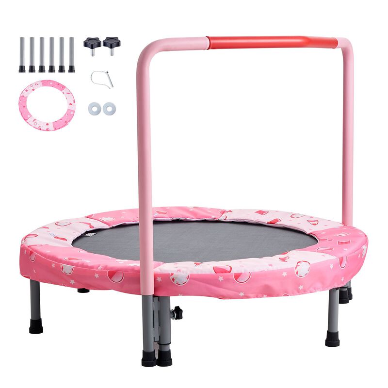 Foldable Kids Trampoline with Safety Handle, Mini Rebounder for Outdoor Toddler Play image number 5