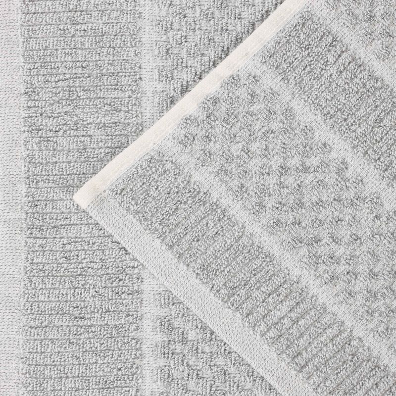 Set of 6 Cotton Blend Hand Towels with Checkered and Ribbed Texture image number 2