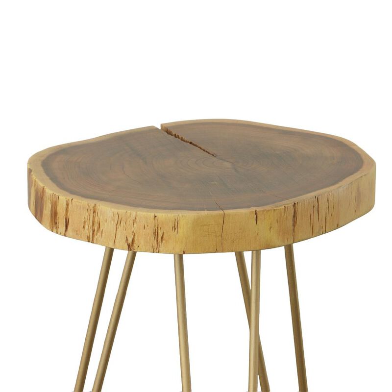 Carolina Living Seti Live Edge Accent Table - Natural Top - Gold Base