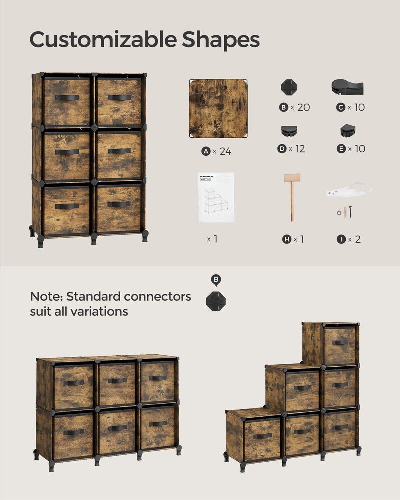 Cube Storage Organizer with 6 Storage Boxes