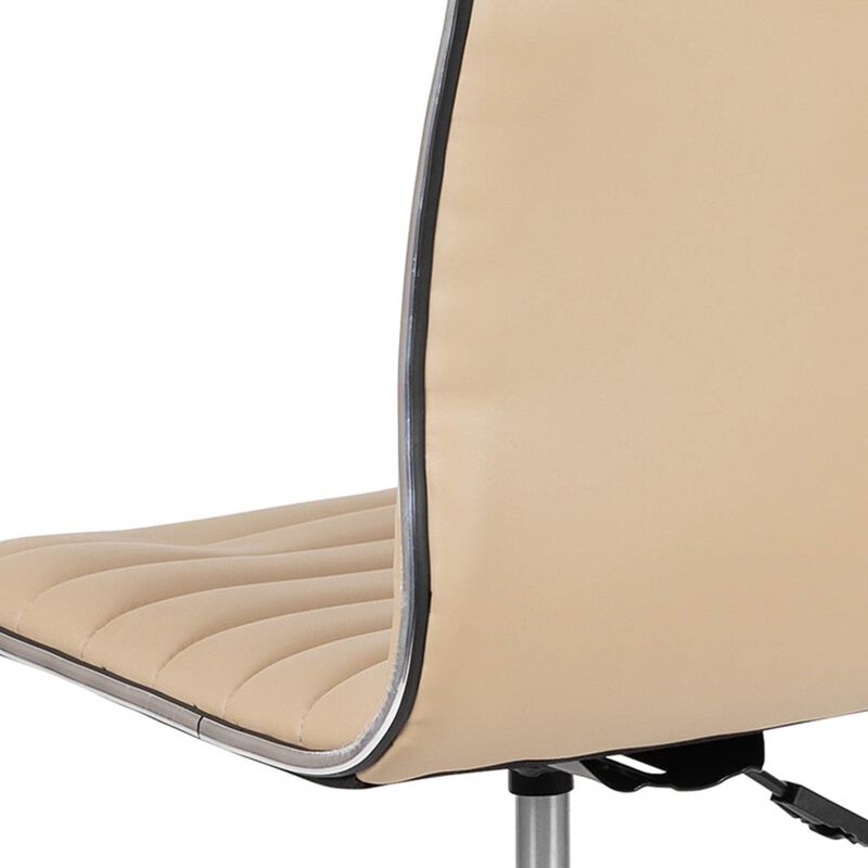 Alan Low Back Designer Armless Ribbed Swivel Task Office Chair image number 4