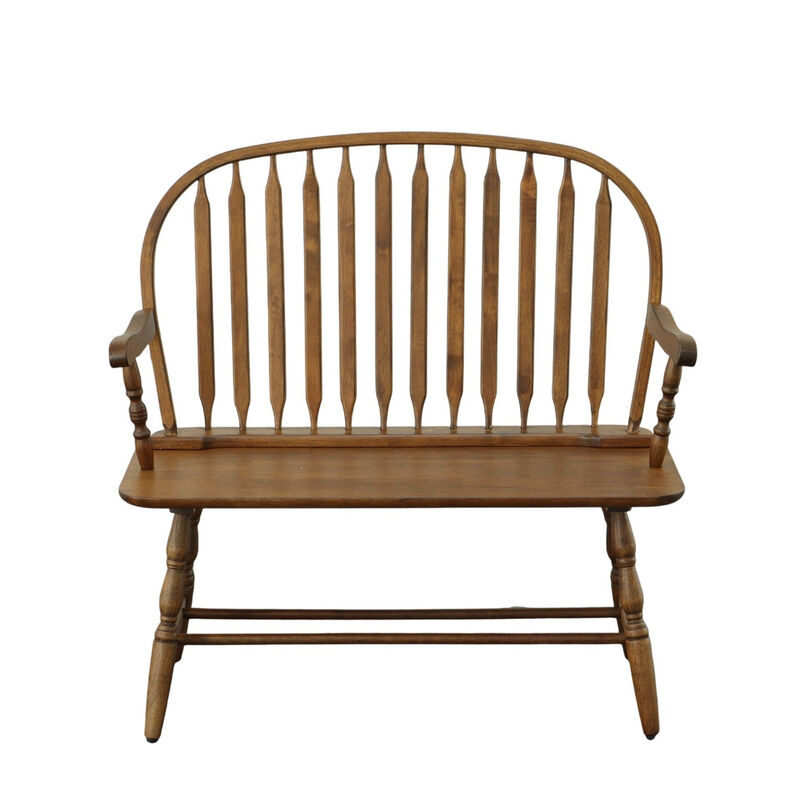 HomeRoots 44" Wood Windsor Spindle Back Bench image number 2