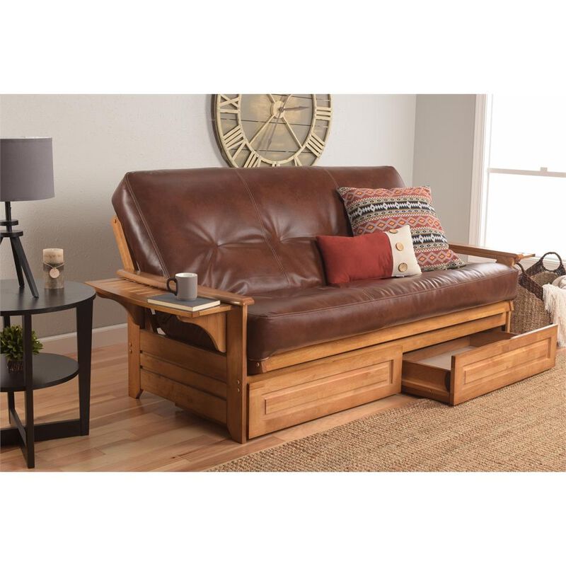 Phoenix Frame-Butternut Finish-Oregon Trail Saddle Mattress-Storage Drawers