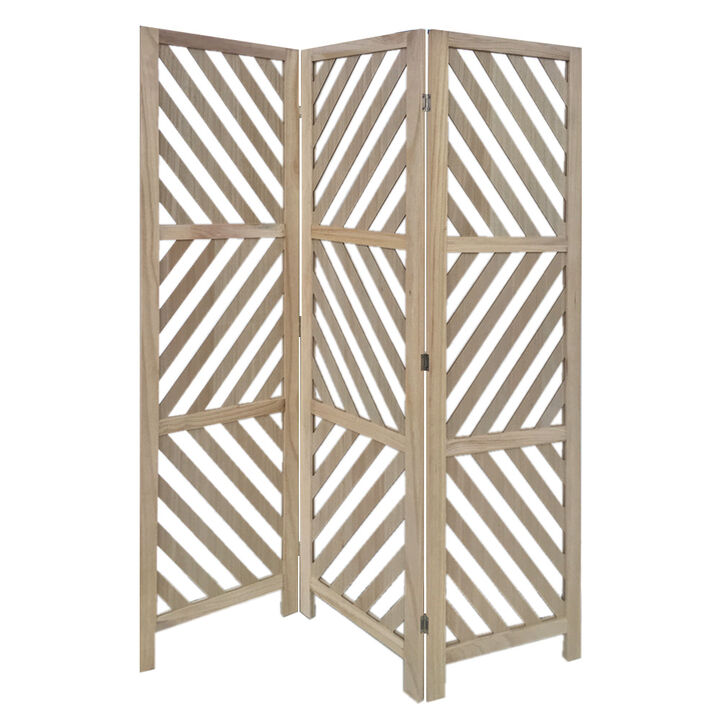 Solid Wood Folding 3-Panel Screen Room Divider for Privacy and Stylish Space Division