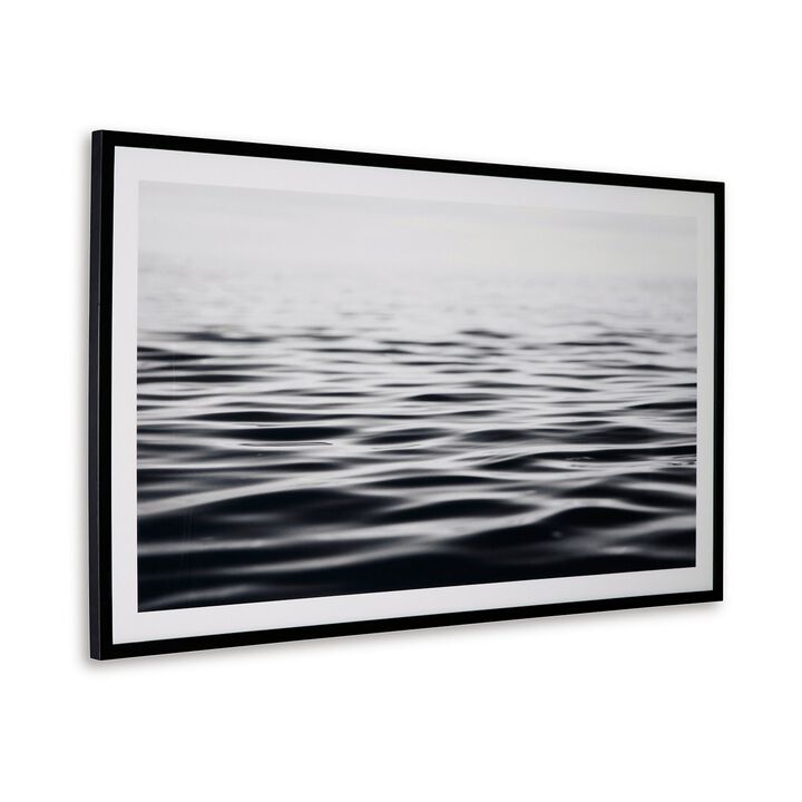 37 x 63 Wall Art Decor, Waterscape, Wrapped Canvas, D Ring, Black, White  - Benzara