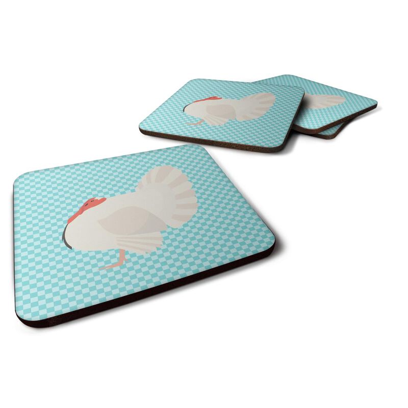 Caroline's Treasures White Holland Turkey Blue Check Decorative coasters, 3.5, Multicolor